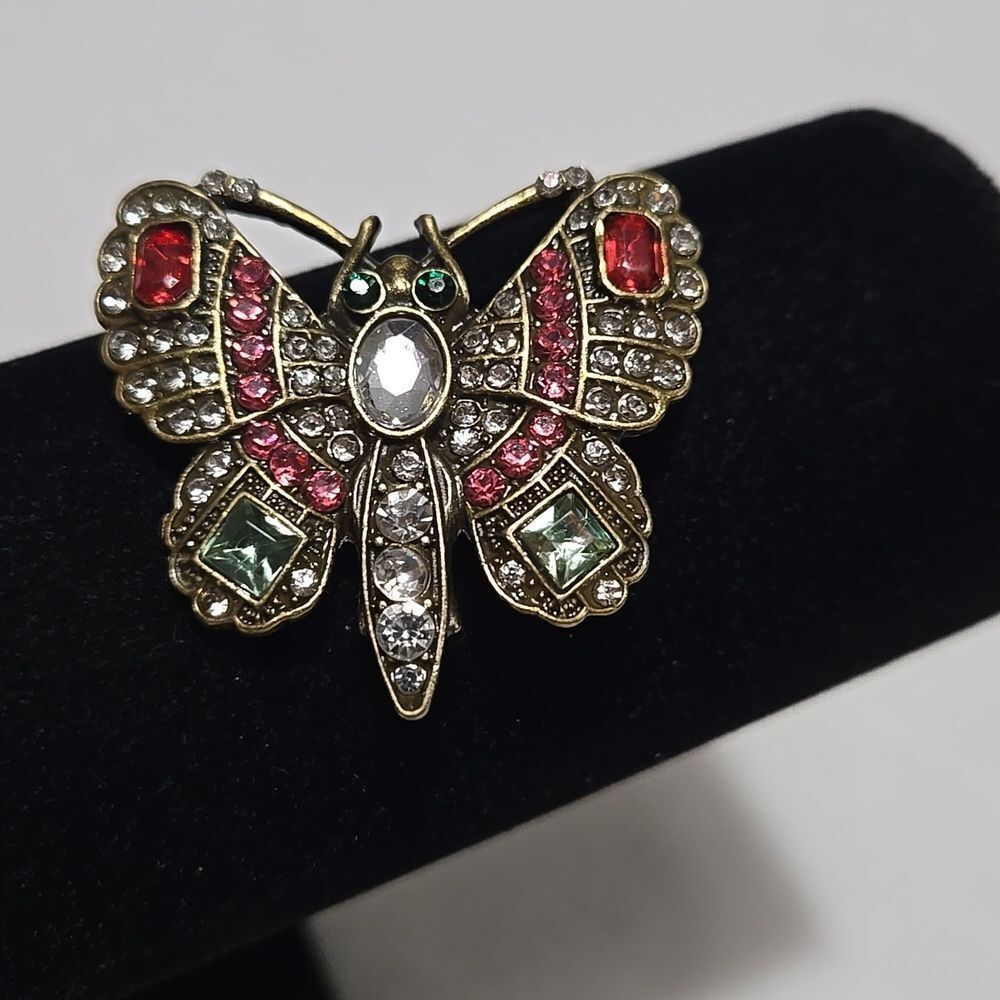 Elegant Butterfly Brooch with Multicolor Gemstones
